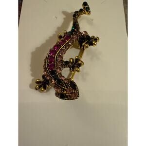 NWT Fashion Antique Gold Gecko Lizard Brooch Pin